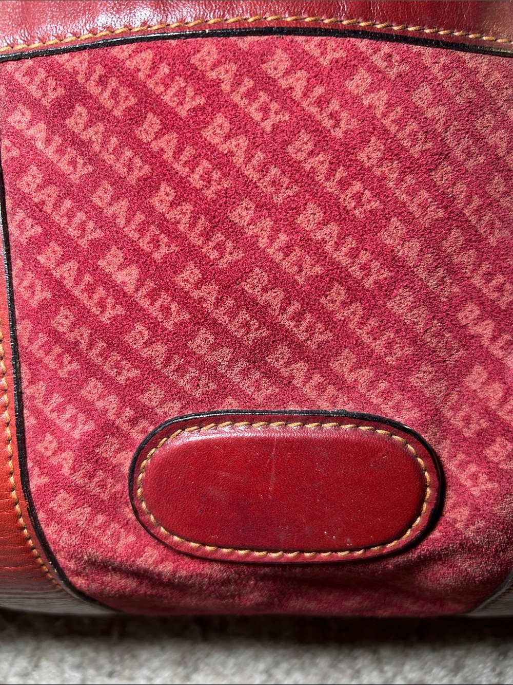 Bally Red Monogram Travel Duffel with Leather Trim - Picture 10 of 11